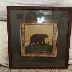 Warren Kimble Framed Bear Wall Art in Brown and Olive